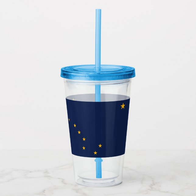 Patriotic Acrylic Tumbler with Alaska flag, USA (Front)