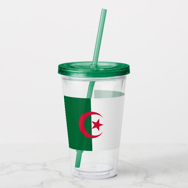 Patriotic Acrylic Tumbler with flag of Algeria (Back)