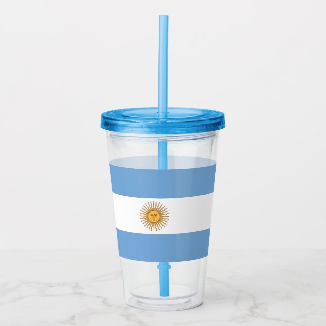 Patriotic Acrylic Tumbler with flag of Argentina (Front)