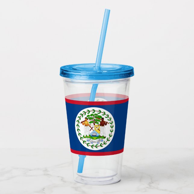 Patriotic Acrylic Tumbler with flag of Belise (Back)