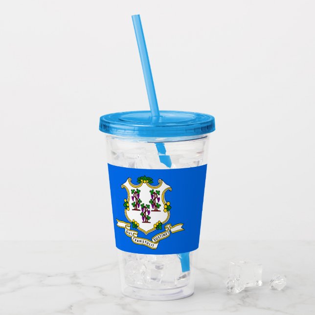Patriotic Acrylic Tumbler with flag of Connecticut (Front Ice)