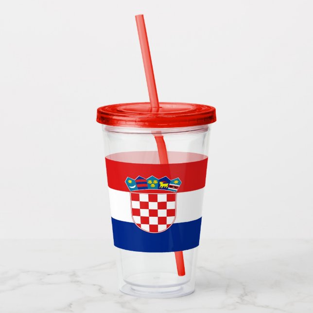 Patriotic Acrylic Tumbler with flag of Croatia (Left)