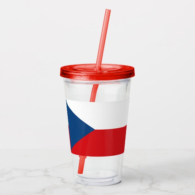 Patriotic Acrylic Tumbler with flag of Czechia (Back)