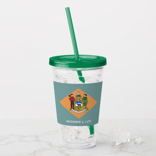 Patriotic Acrylic Tumbler with flag of Delaware (Front Ice)
