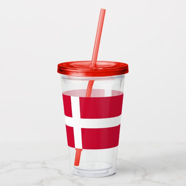 Patriotic Acrylic Tumbler with flag of Denmark (Back)