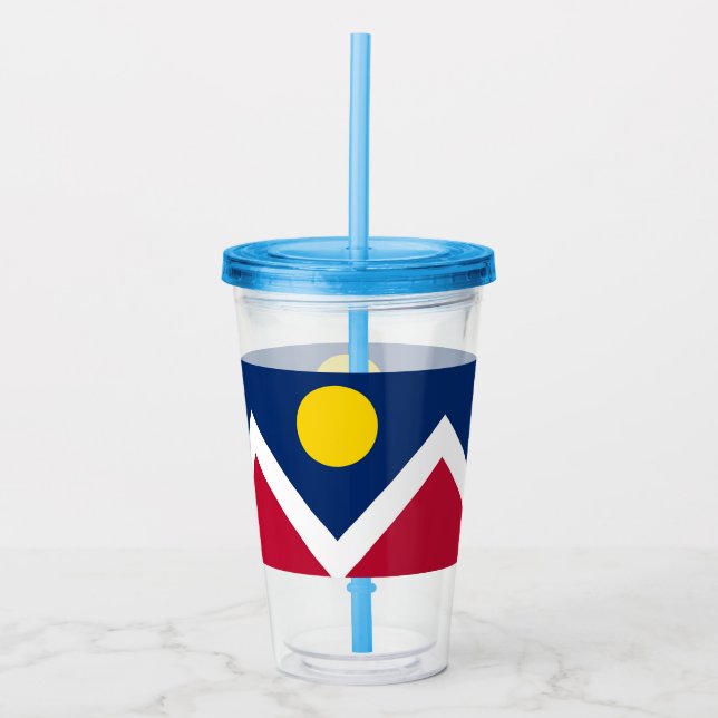 Patriotic Acrylic Tumbler with flag of Denver (Front)