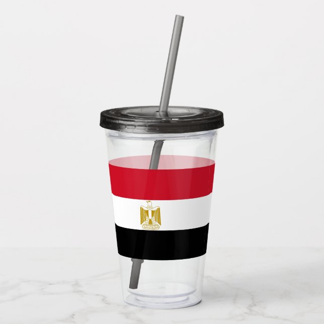 Patriotic Acrylic Tumbler with flag of Egypt (Back)