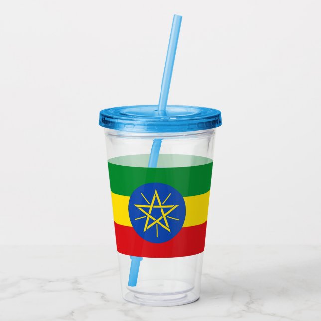 Patriotic Acrylic Tumbler with flag of Ethiopia (Back)