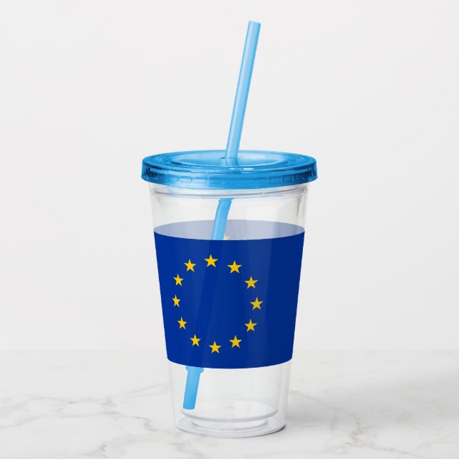 Patriotic Acrylic Tumbler with flag of Europe (Back)