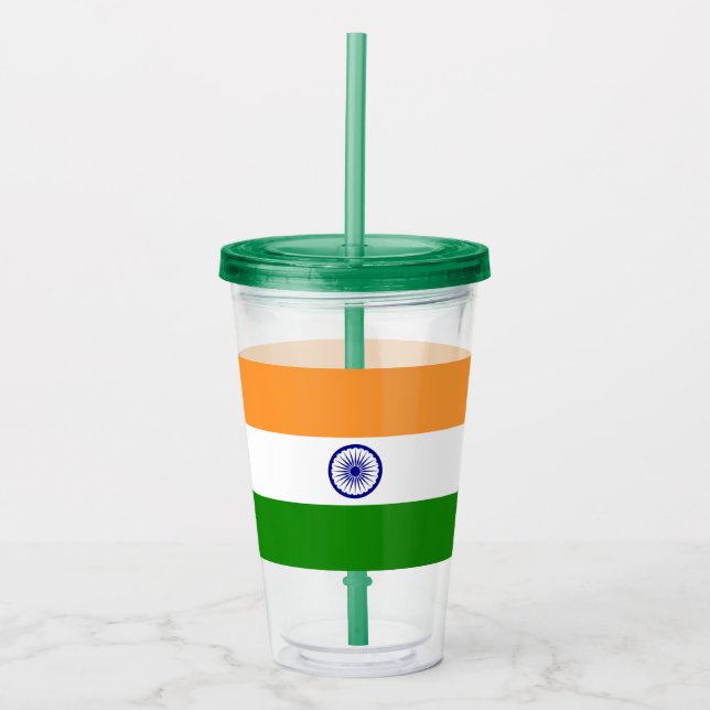 Patriotic Acrylic Tumbler with flag of India (Front)