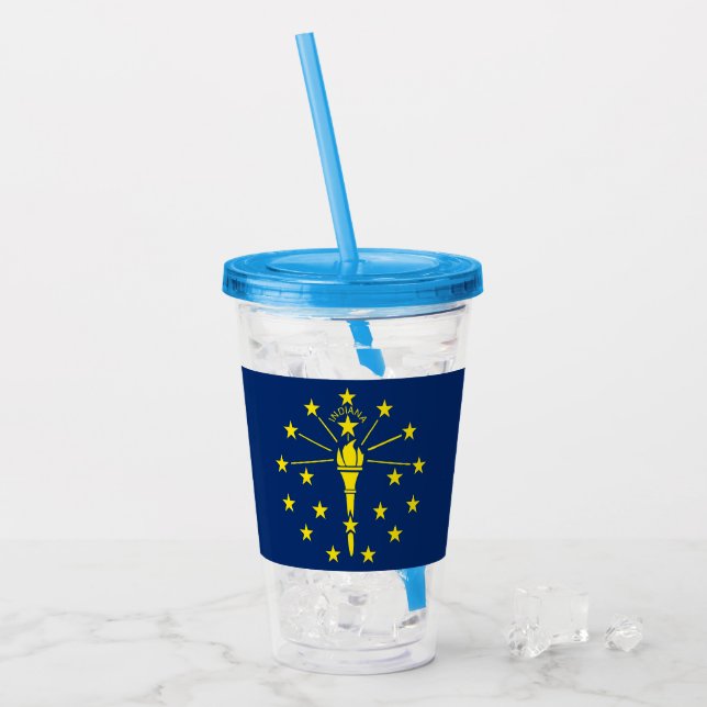 Patriotic Acrylic Tumbler with flag of Indiana (Front Ice)