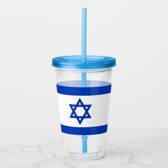Patriotic Acrylic Tumbler with flag of Israel (Front)