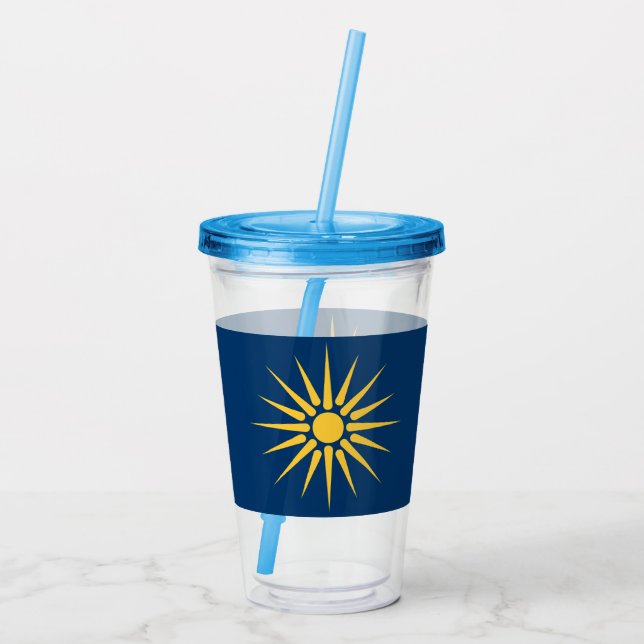 Patriotic Acrylic Tumbler with flag of Macedonia (Back)