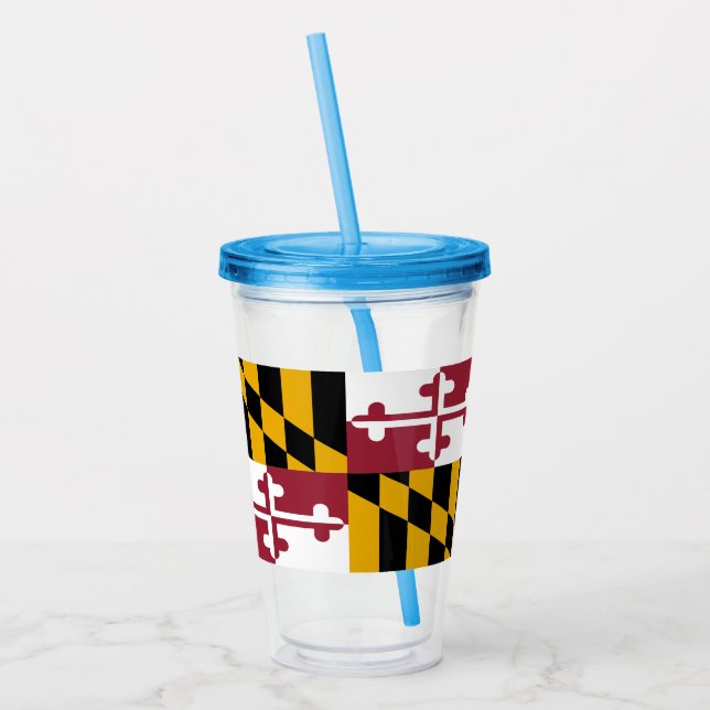 Patriotic Acrylic Tumbler with flag of Maryland (Left)