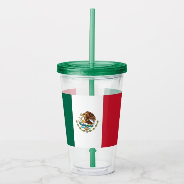 Patriotic Acrylic Tumbler with flag of Mexico (Front)