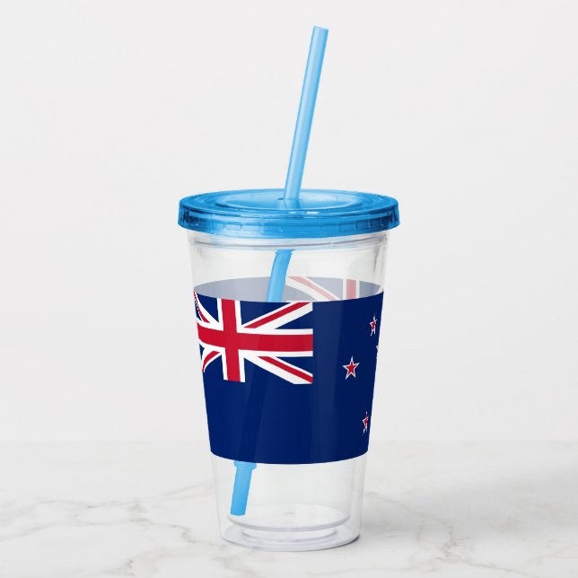 Patriotic Acrylic Tumbler with flag of New Zealand (Back)