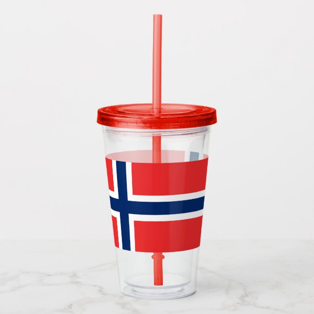 Patriotic Acrylic Tumbler with flag of Norway (Front)