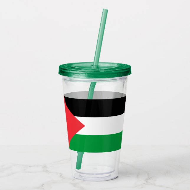Patriotic Acrylic Tumbler with flag of Palestine (Back)