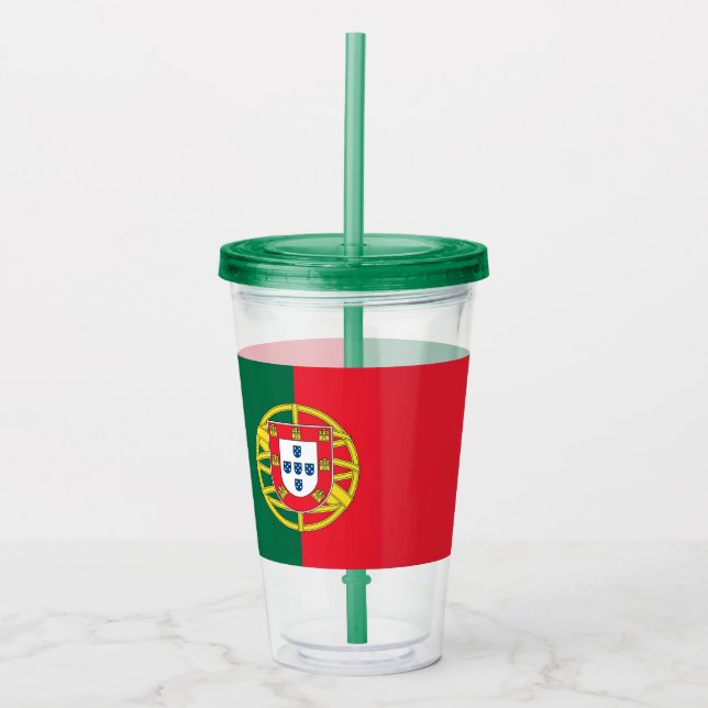 Patriotic Acrylic Tumbler with flag of Portugal (Front)