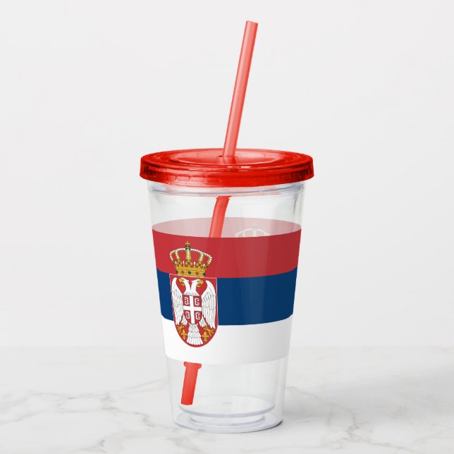 Patriotic Acrylic Tumbler with flag of Serbia (Back)