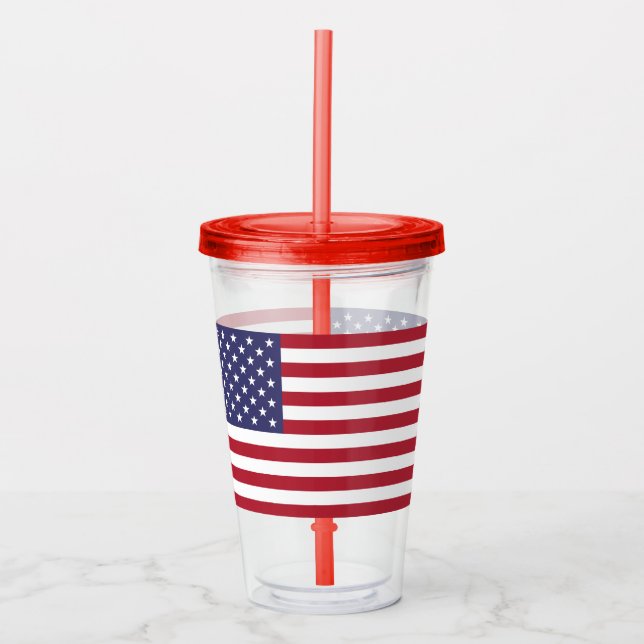 Patriotic Acrylic Tumbler with flag of USA (Front)