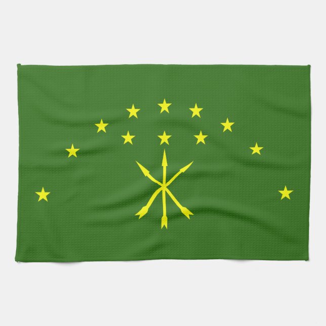 Patriotic Adygea Flag Tea Towel (Horizontal)