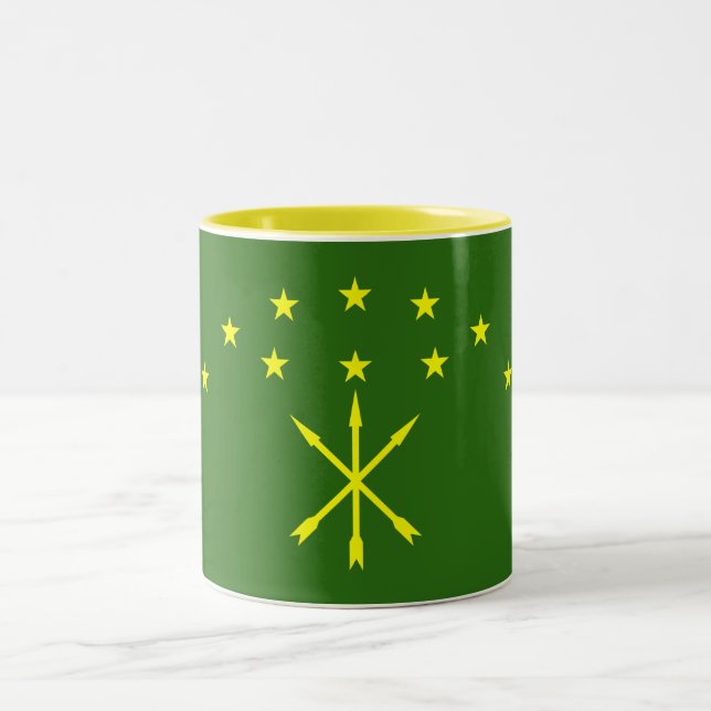 Patriotic Adygea Flag Two-Tone Coffee Mug (Center)