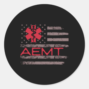 Patriotic Aemt Medical Technician First Aider Classic Round Sticker