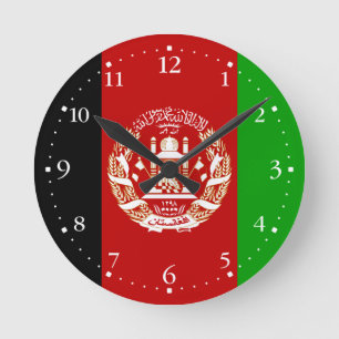 Patriotic Afghanistan Flag Round Clock