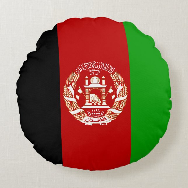 Patriotic Afghanistan Flag Round Cushion (Front)