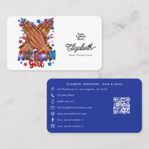 Patriotic African American Nail Salon Branding Business Card