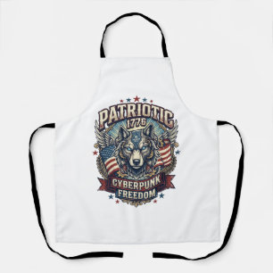 Patriotic Ai Freedom Wolf Cyberpunk Future Freedom Apron