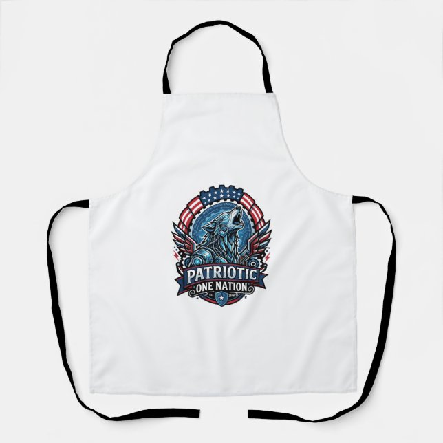Patriotic Ai Freedom Wolf Cyberpunk Future Freedom Apron (Front)