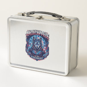 Patriotic Ai Freedom Wolf Cyberpunk Future Freedom Metal Lunch Box