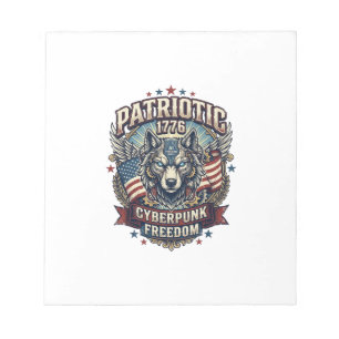 Patriotic Ai Freedom Wolf Cyberpunk Future Freedom Notepad