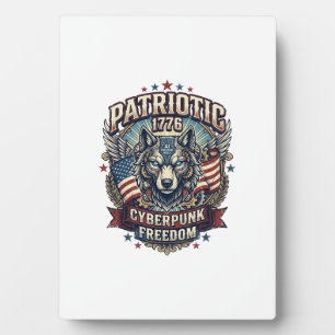 Patriotic Ai Freedom Wolf Cyberpunk Future Freedom Plaque