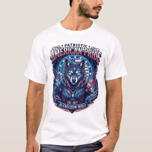 Patriotic Ai Freedom Wolf Cyberpunk Future Freedom T-Shirt