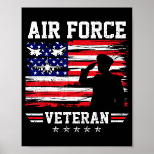 Patriotic air force veteran usaf flag american poster