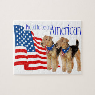 Patriotic Airedale Terriers Jigsaw Puzzle