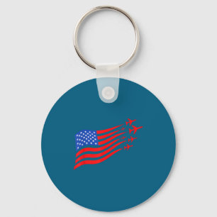 Patriotic Airplane American Flag Usa Key Ring