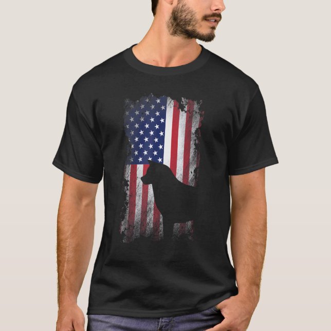 Patriotic Akita Inu American Flag Cool Dog T-Shirt (Front)