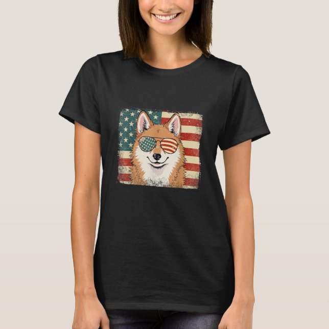 Patriotic Akita Inu Dog Lover USA Flag 4th Of July T-Shirt (Front)
