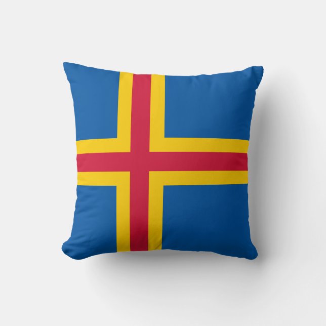 Patriotic Åland Islands Flag Cushion (Front)