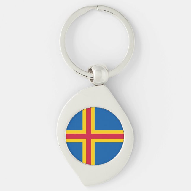 Patriotic Åland Islands Flag Key Ring (Front)