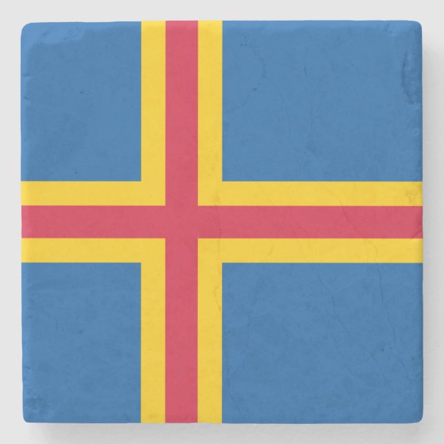 Patriotic Åland Islands Flag Stone Coaster (Front)