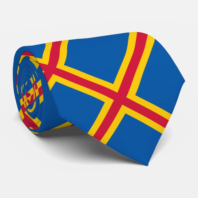 Patriotic Åland Islands Flag Tie (Rolled)