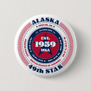 Patriotic Alaska Circle with State Details 6 Cm Round Badge