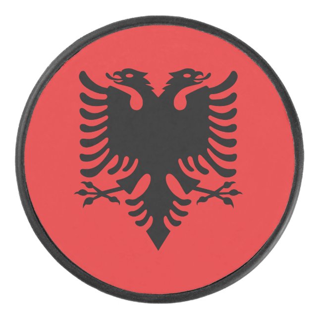 Patriotic Albanian Flag Hockey Puck (Front)