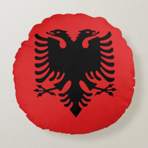 Patriotic Albanian Flag Round Cushion