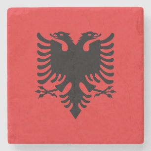 Patriotic Albanian Flag Stone Coaster